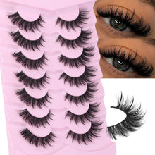 Mink Lashes Fluffy Wispy Lashes Natural Look 3D False Eyelashes D Curl Russian Strip Lashes 7 Pairs Short Fake Eyelash Pack