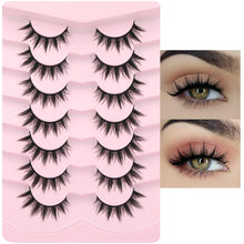 Mink Lashes Fluffy Wispy Lashes Natural Look 3D False Eyelashes D Curl Russian Strip Lashes 7 Pairs Short Fake Eyelash Pack