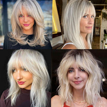 FH Creamily Long layered Blonde Wigs Natural Looking Synthetic Hair Wig 14Inches P13958
