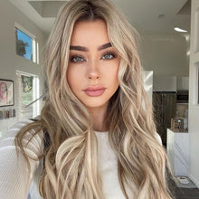 FH 28 Inch13x3 Synthetic Wig Ombre Blonde Long Body Wave HD Lace Frontal Wigs P15610