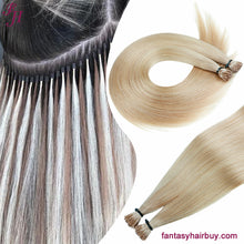 Load image into Gallery viewer, FH blonde color #18K keratin i tip straight human hair extension