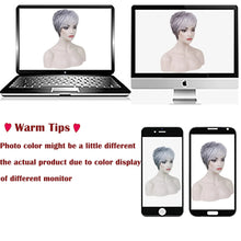 PHOCAS Gray Wigs for Women Synthetic Short Pixie Cut Wigs Wefted Wig Caps Grey Mix Brown