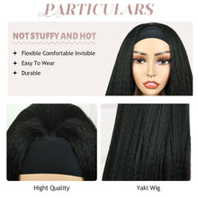 FH P13895 kinky straight natural black headband synthetic wig