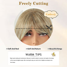 Load image into Gallery viewer, Lakihair 23inch Short Blonde Bob Wigs with Bangs Mix Brown Wigs for Women