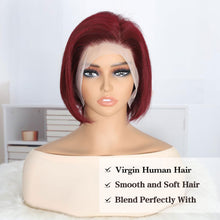FH 100% human hair wig 8 inches short curly wig lace frontal bob wig  G04195