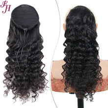Load image into Gallery viewer, FH Wholesale Brazilian Curly Hair drawstring ponytail human hair extension