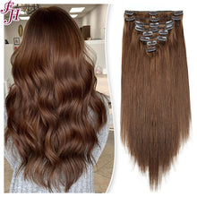 Load image into Gallery viewer, FH chocolate brown #4 Russian human hair clip in hair extension