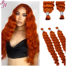 FH 1 bundle 100g #350 Copper Red Deep Wave Human Hair Bulk - Easy Install Braiding Hair Extensions