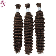 FH 1 bundle Premium Virgin Hair Bulk - #4 Chocolate Brown Deep Wave for Boho Braids & Wigs.
