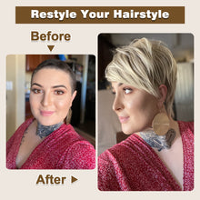 PHOCAS Short Blonde Wigs for Women Highlight Layered Pixie Cut Wig with Bangs