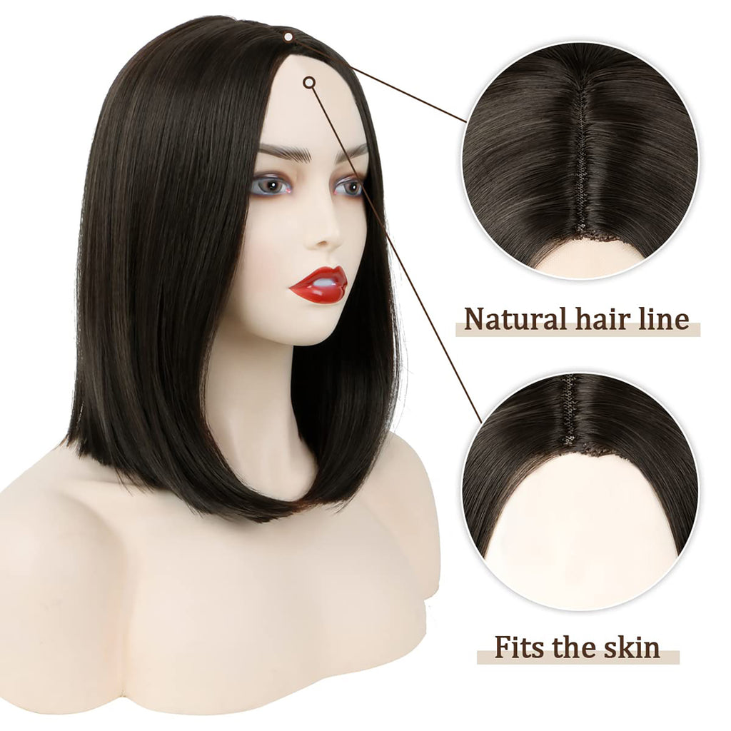 Phocas 14inch Short Brown Bob Wigs for Women Natural Straight Bob Wig