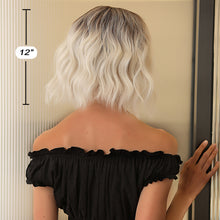 Load image into Gallery viewer, Lakihair 12inch Short Blonde Bob Wig with Bangs Mixed Brown Short Wigs for Women