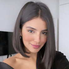 Lakihair 14inch Human Hair Wig Short Bob Wig with Bangs Brown Wigs for Women