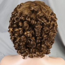 FH 100% human hair wig 10 inches loose curly machine made wig short curly wig