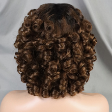 FH 100% human hair wig 10 inches loose curly machine made wig short curly wig