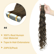 FH colors water wave curly tape in human hair extensions 50g/pack-#4,#8,#p4/27,#T1B/30