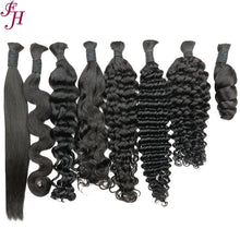 FH Premium Human Hair Boho Braiding Bulk - Natural Black for Goddess Braids & Wigs