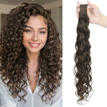 FH colors water wave curly tape in human hair extensions 50g/pack-#4,#8,#p4/27,#T1B/30