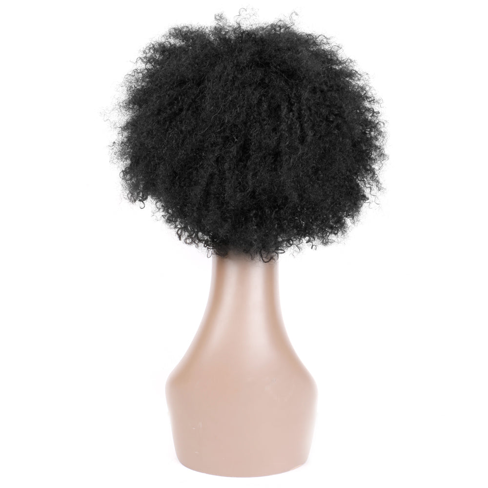 yms✨2PCS 50% OFF✨Q09520 8inch Short Kinky Curly Human Hair Afro Wigs for Black Women None Lace Wig Natural Black