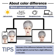 Load image into Gallery viewer, Lakihair Short Grey Wigs for Women Pixie Cut Wigs with Bangs Fluffy Layered Ombre Gray Wigs