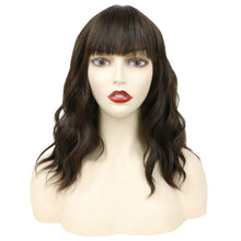 FH P13576 Rose Net Wavy Straight Pink Synthetic Bob Wig with Bangs