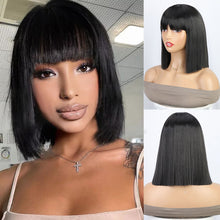 Load image into Gallery viewer, no32 ✨2PCS 50% OFF✨ P14361 Black  Straight bob Synthetic Wig with bang