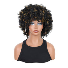 FH Afro Wigs 8 Inches Soft Afro Curly Wigs With Bangs Synthetic Short Curly Wigs