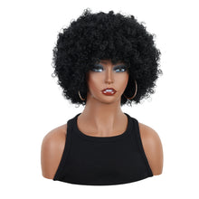 FH Afro Wigs 8 Inches Soft Afro Curly Wigs With Bangs Synthetic Short Curly Wigs