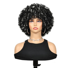 FH Afro Wigs 8 Inches Soft Afro Curly Wigs With Bangs Synthetic Short Curly Wigs
