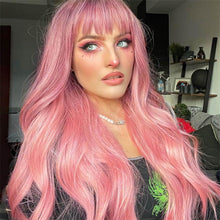 P14934K Black Long Wavy Wigs for Women Synthetic Hair