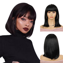 FH P12454 Short Bob Wig,Straight Bob Wig with Bangs