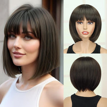 FH P12454 Short Bob Wig,Straight Bob Wig with Bangs