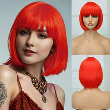 FH P12454 Short Bob Wig,Straight Bob Wig with Bangs