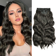 FH  curly synthetic hair extensions clip in 4 pcs one set