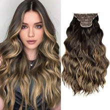 FH  curly synthetic hair extensions clip in 4 pcs one set