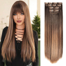 FH 22inch synthetic straight hair extensions clip in 4 pcs one set