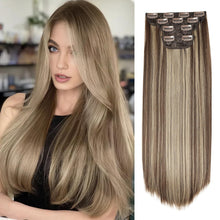 FH 22inch synthetic straight hair extensions clip in 4 pcs one set
