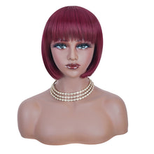 FH P12454 Short Bob Wig,Straight Bob Wig with Bangs