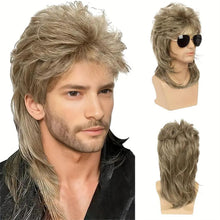 Load image into Gallery viewer, Phocas Mens Wig Brown Wigs for Men Mullet Wig with Bangs 70s 80s Male Wig