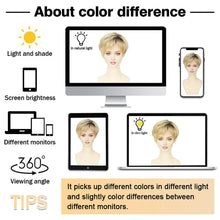 Load image into Gallery viewer, Lakihair Short Blonde Wigs for Women Natural Wave Pixie Cut Wig with Dark Roots