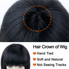 Q10379 Gluless Short Bob Wigs with Bangs Brazilian Silky Straight Remy Human Hair