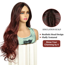 Load image into Gallery viewer, Lakihair 26inch Long Red Wigs for Women Natural Curly Wig Body Wave Wig