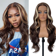 FH 28 inches Synthetic Fiber Body Wavy Wig black with silver highlights P15326