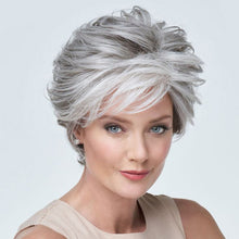 PHOCAS Gray Wigs for Women Synthetic Short Pixie Cut Wigs Wefted Wig Caps Grey Mix Brown