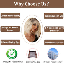 Load image into Gallery viewer, Lakihair 12inch Short Blonde Bob Wig with Bangs Mixed Brown Short Wigs for Women