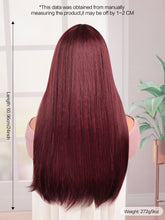 FH P14672 Burgundy 24inch Long Straight Bob Wig Synthetic Hair Rose Net with Bangs