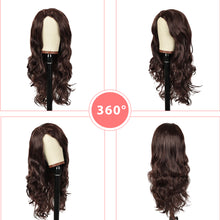 Phocas 24inch Long Brown Wigs for Women Body Wave Wig Synthetic Curly Wig Water Wave Wig