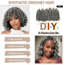 FH P14183 synthetic curly hair 8 inch grey crochet braid hair-6 bags