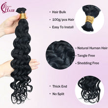 FH 1 bundle Premium Italian curly 100% Human Hair Boho Braiding Bulk - #1 Jet Black for Goddess Braids & Wigs