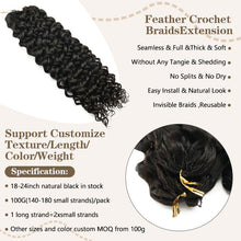 FH 100g/Pack Water Wave Crochet Human Hair Extension Knotless Pre-Seperated Feather Human Hair